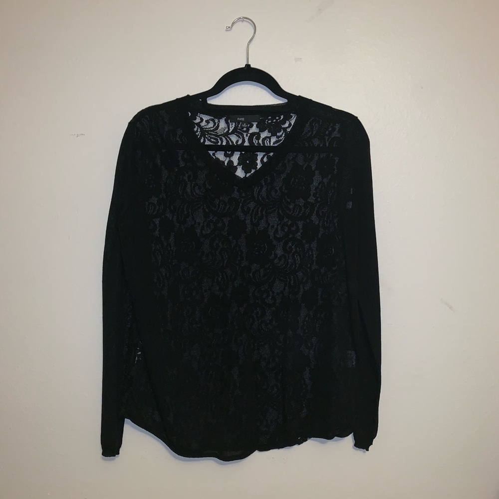 Black lace back long sleeve shirt